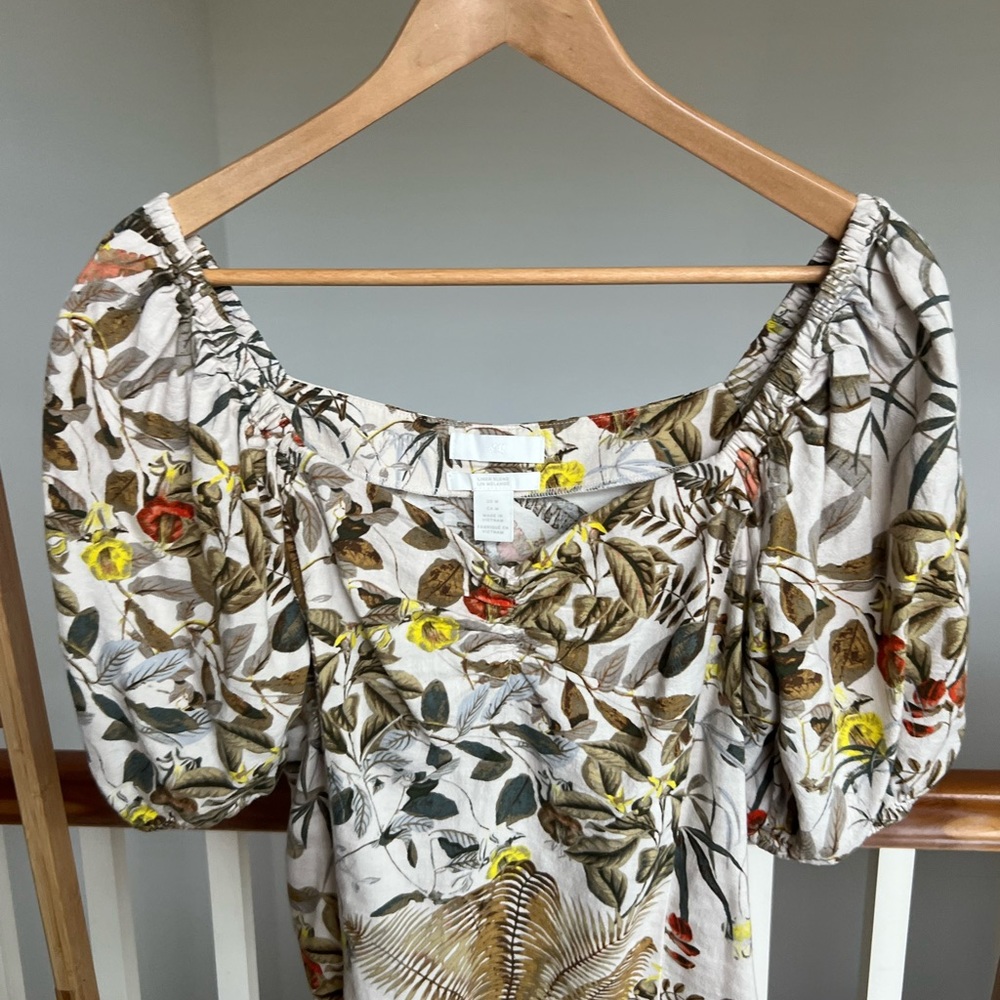 H&am Tropical Ballon Sleeve top size medium